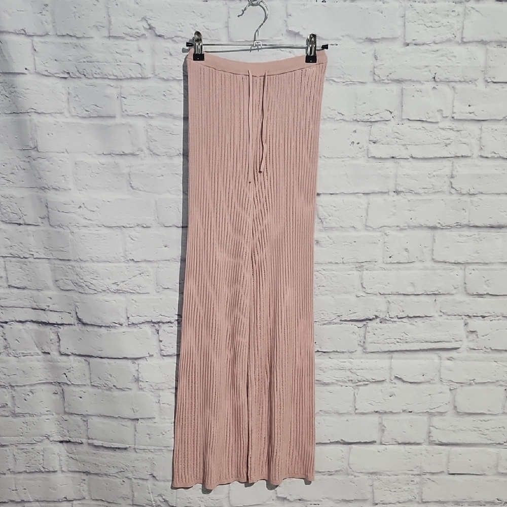 Wild Fable Pink High Rise Cozy Ribbed Wide Leg Flare Pants